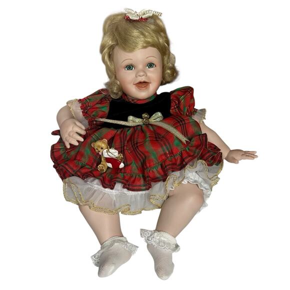 Vtg Ashton Drake Babys First Christmas Porcelain Collectible Doll & Ornament '96 - Picture 2 of 11